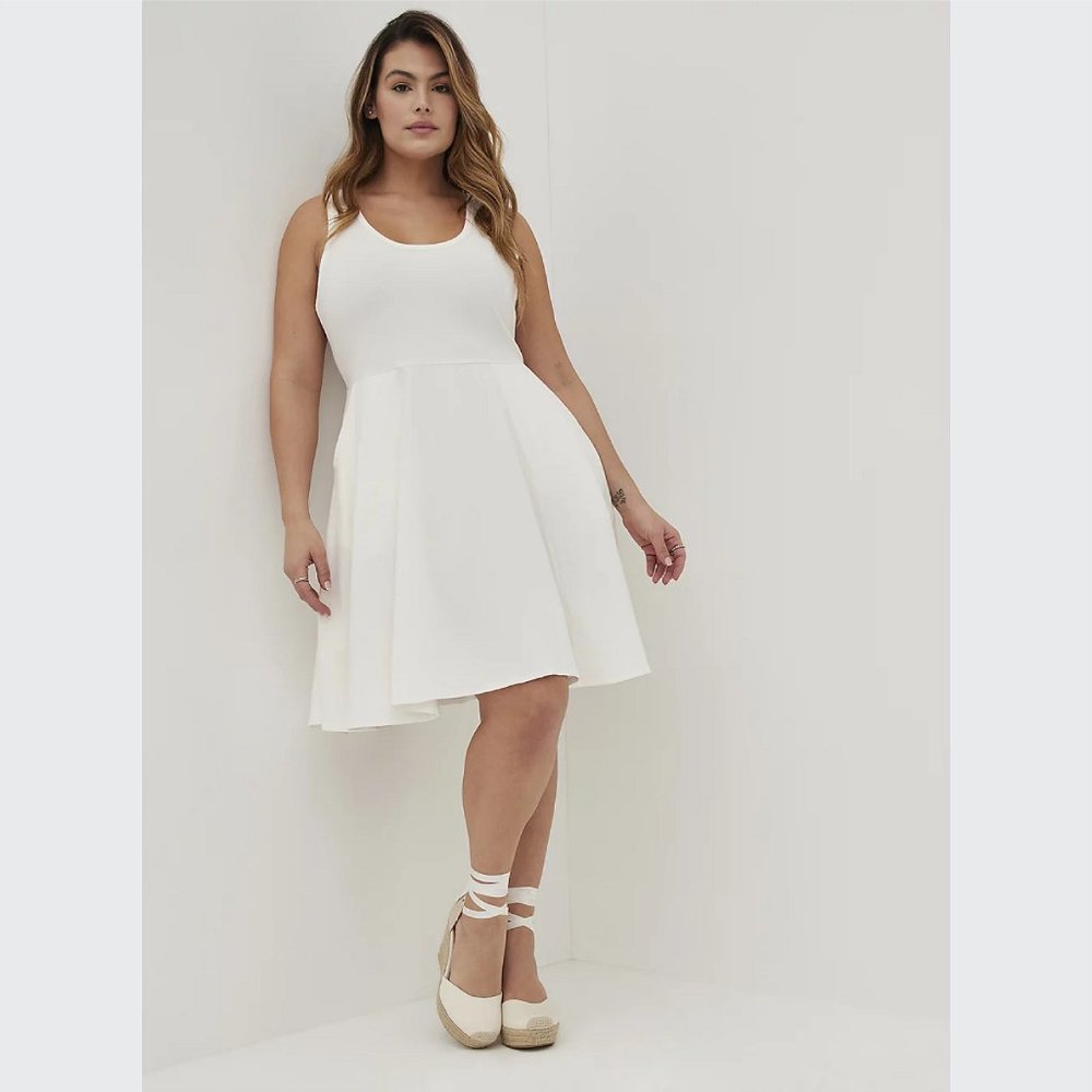 Torrid SCOOP NECK TANK DRESS - FOXY WHITE Size 0 - Picture 1 of 5